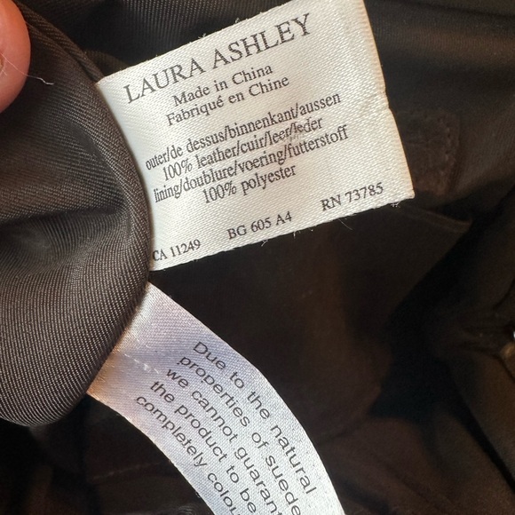 Vintage Laura Ashley Brown Leather Suede & Faux Croc Clasp Handbag - Picture 10 of 11